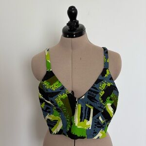 Mangishi Doll Womens 100% Cotton Back Tie Top Size 14 Green Blue African Print